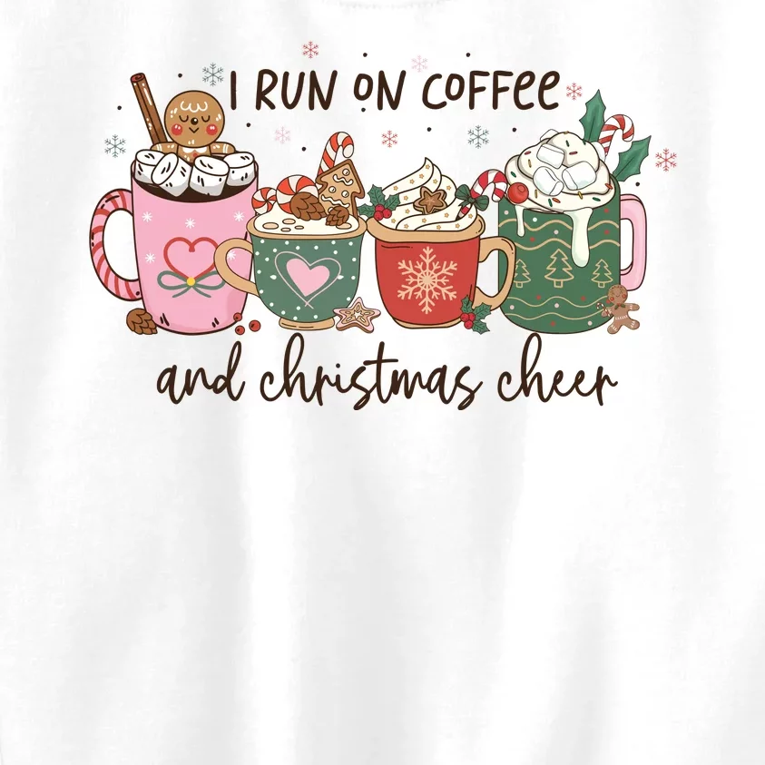 I Run On Coffee And Christmas Cheer Cute Holiday Kids Sweatshirt