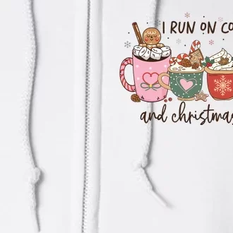 I Run On Coffee And Christmas Cheer Cute Holiday Full Zip Hoodie