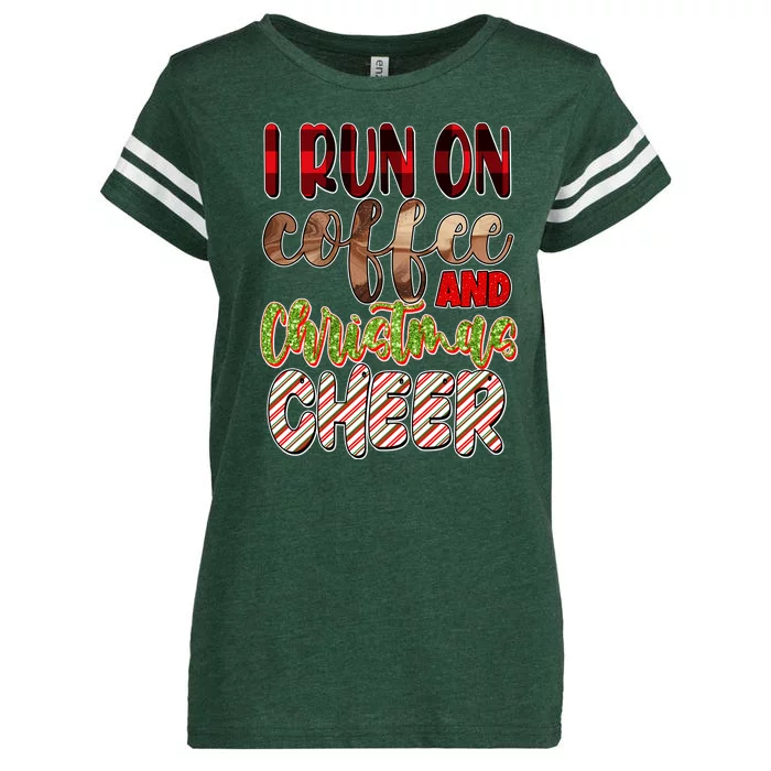 I Run On Coffee And Christmas Cheer Enza Ladies Jersey Football T-Shirt