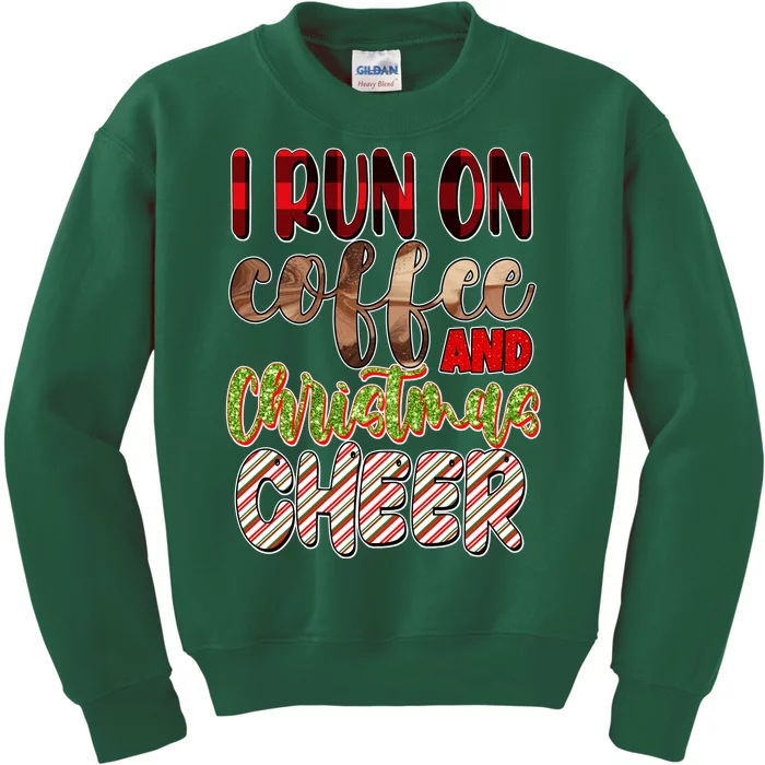 I Run On Coffee And Christmas Cheer Kids Sweatshirt