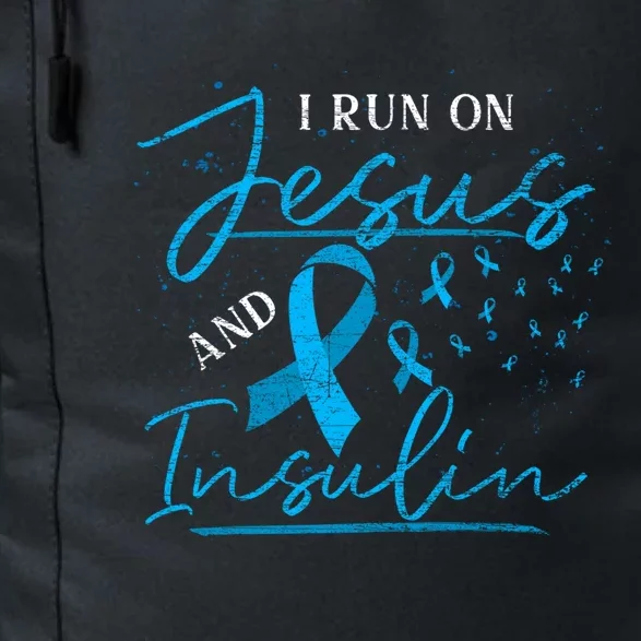 I Run On Jesus And Insulin Blue Ribbon Diabetes Awareness Great Gift Daily Commute Backpack