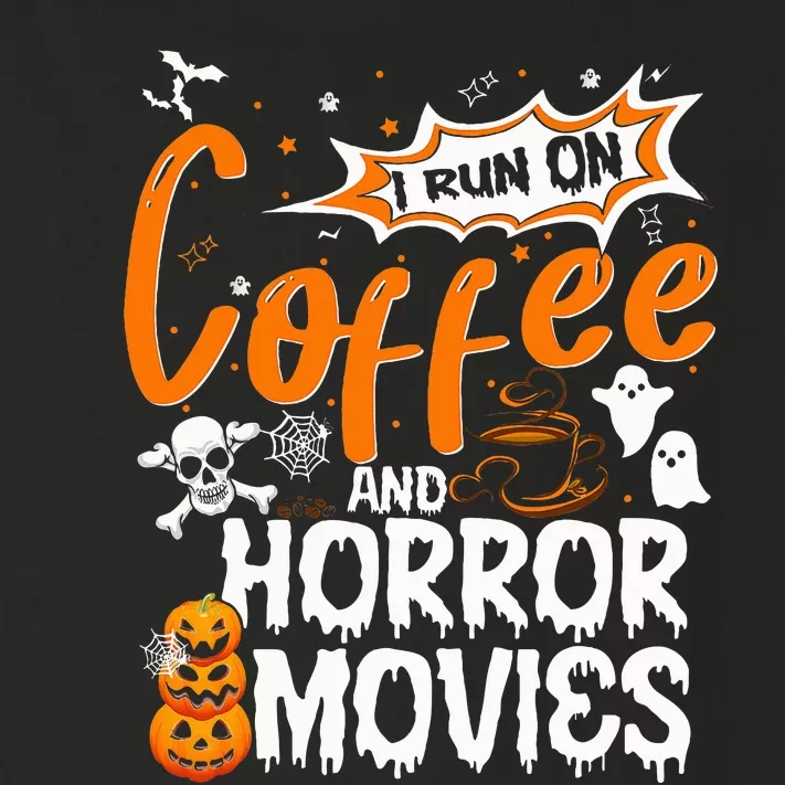 I Run on Coffee And Horror Movies ghost Pumpkins Halloween Toddler Long Sleeve Shirt