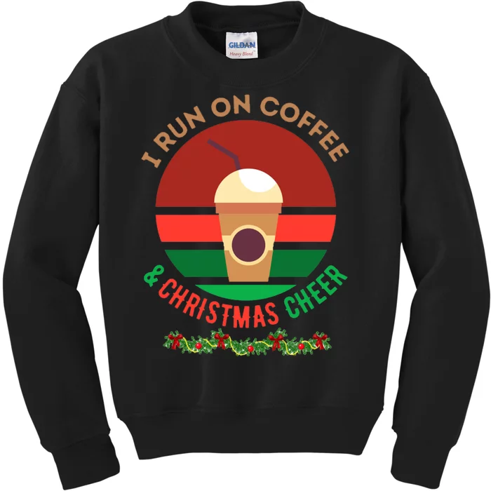 I Run On Coffee And Christmas Cheer Kids Sweatshirt