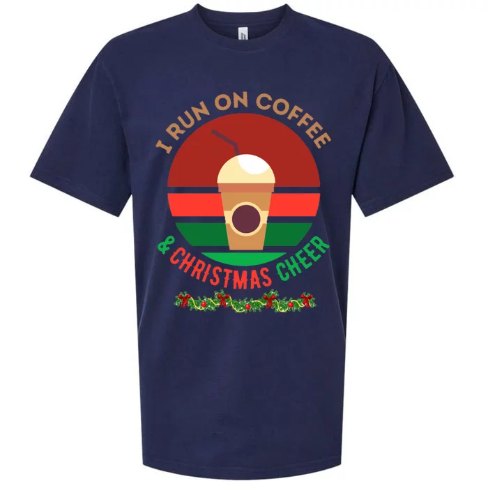 I Run On Coffee And Christmas Cheer Sueded Cloud Jersey T-Shirt