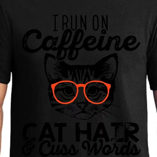 I Run On Caffeine Cat Hair And Cuss Words Coffee Pajama Set