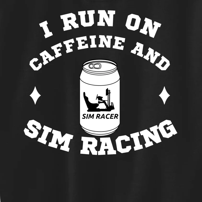 I Run On Caffeine And Sim Racing Car Racing Sim Funny Sim Racer Sim Racing Kids Sweatshirt