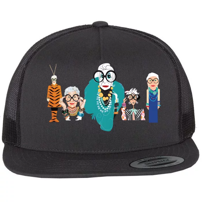 In Remembrance Of Iris Apfel Flat Bill Trucker Hat