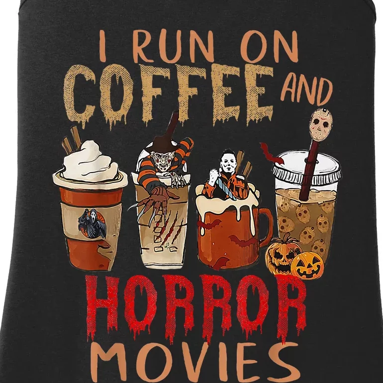 I Run On Coffee And Horror Movies Scary Blood Halloween Ladies Essential Tank