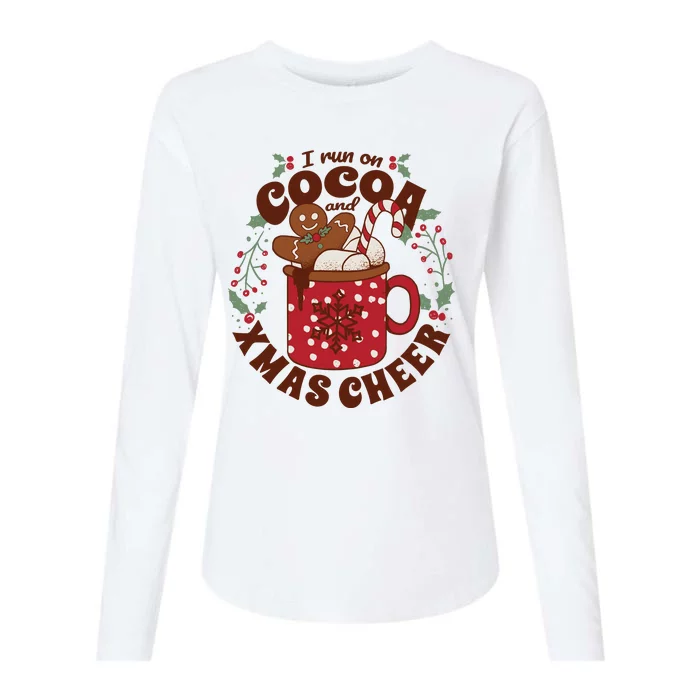 I Run On Cocoa And Xmas Cheer Holiday Christmas Womens Cotton Relaxed Long Sleeve T-Shirt