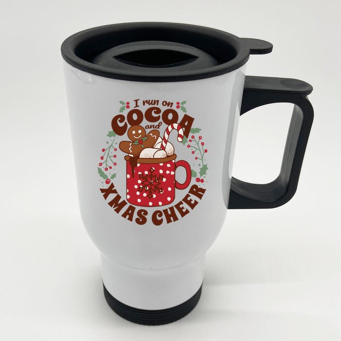 I Run On Cocoa And Xmas Cheer Holiday Christmas Front & Back Stainless Steel Travel Mug