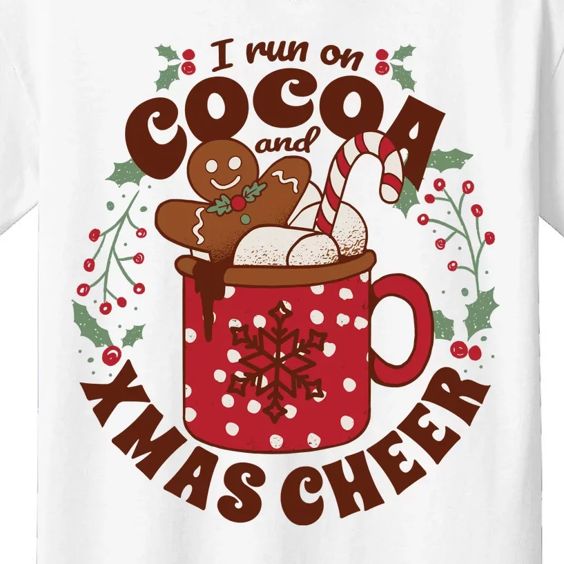 I Run On Cocoa And Xmas Cheer Holiday Christmas Kids T-Shirt