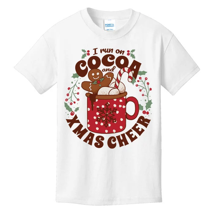 I Run On Cocoa And Xmas Cheer Holiday Christmas Kids T-Shirt