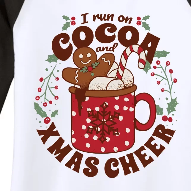 I Run On Cocoa And Xmas Cheer Holiday Christmas Women's Tri-Blend 3/4-Sleeve Raglan Shirt