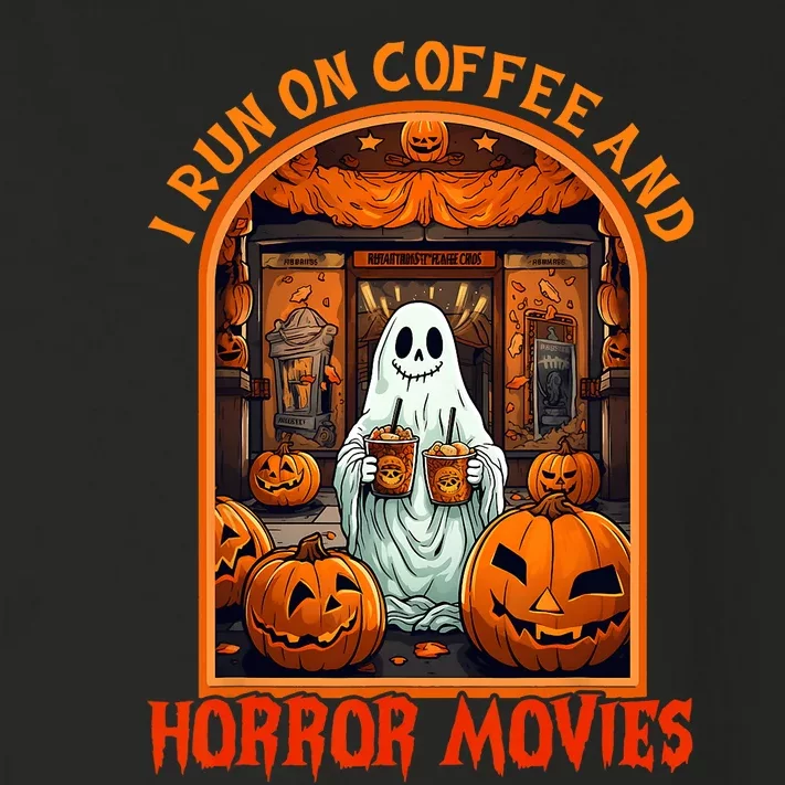 I Run On Coffee And Horror Movies Halloween Ghost Spooky Season Toddler Long Sleeve Shirt