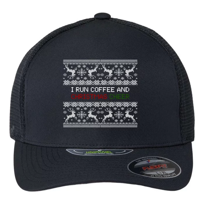 I Run On Coffee And Christmas Cheer Flexfit Unipanel Trucker Cap