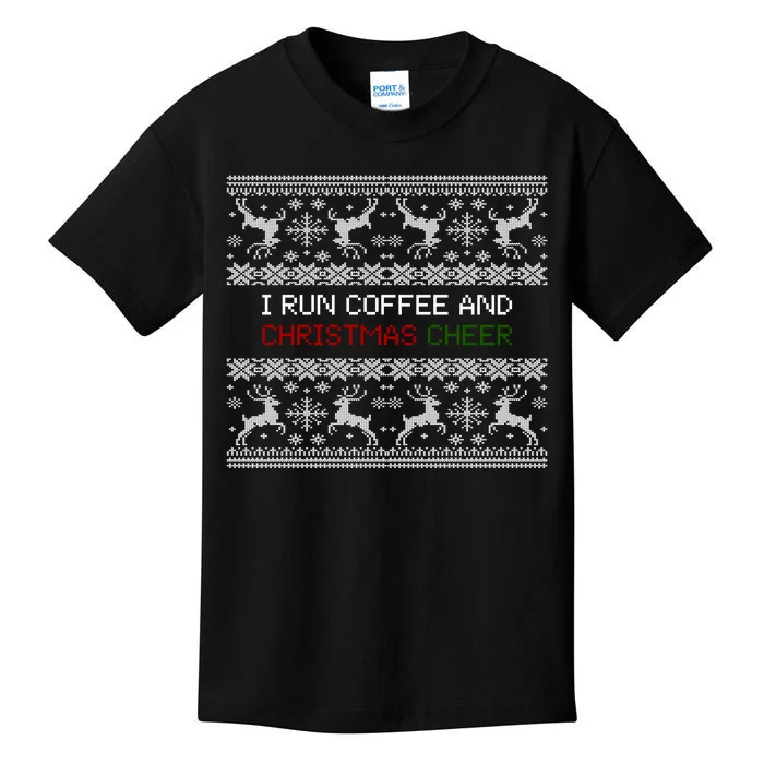 I Run On Coffee And Christmas Cheer Kids T-Shirt