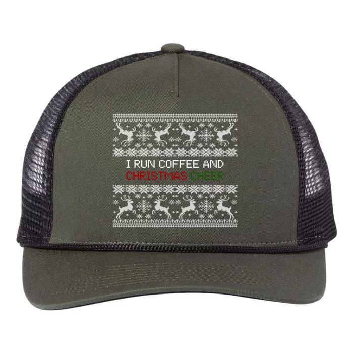 I Run On Coffee And Christmas Cheer Retro Rope Trucker Hat Cap