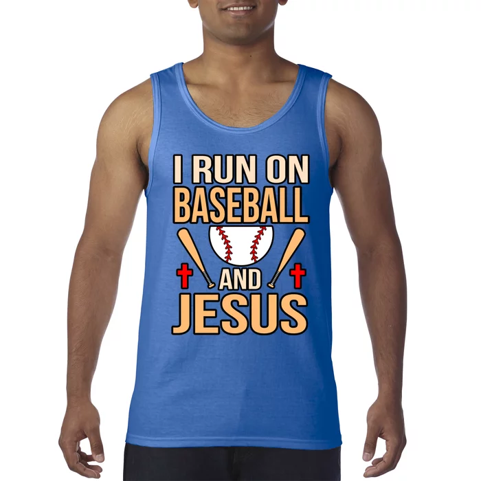 I Run On Baseball And Jesus Sport Player Lover Coach Graphic Gift Tank Top