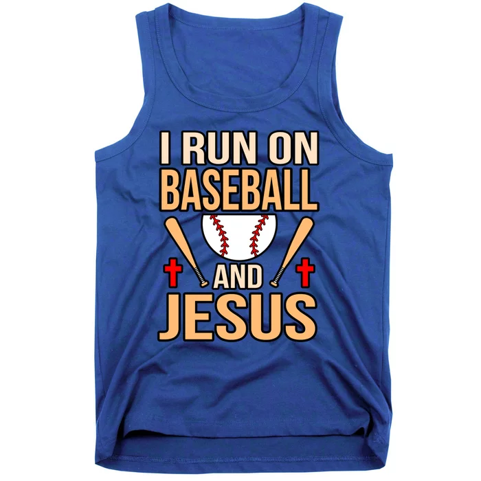 I Run On Baseball And Jesus Sport Player Lover Coach Graphic Gift Tank Top