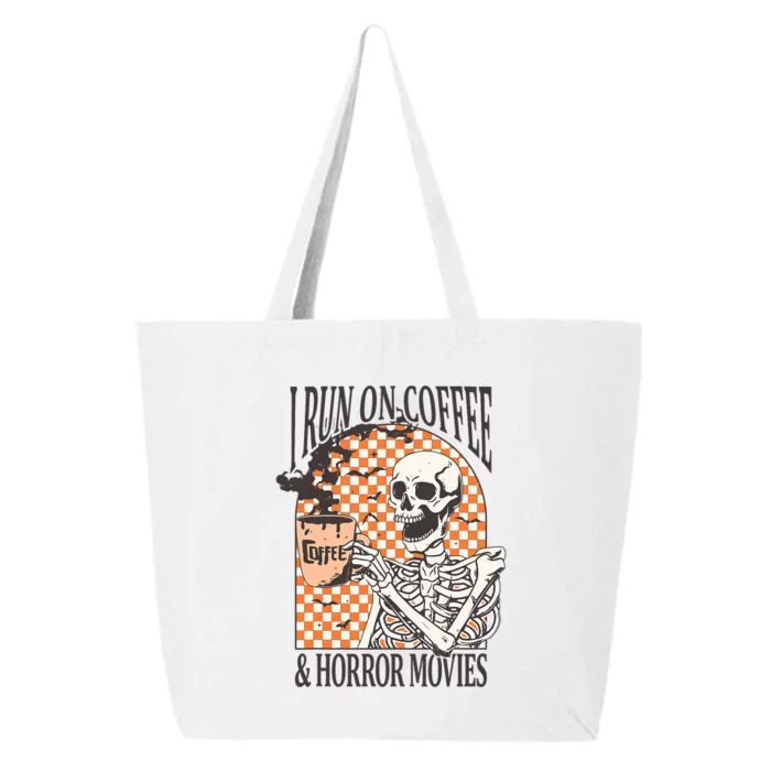 I Run On Coffee And Horror Movies Skeleton Halloween 25L Jumbo Tote