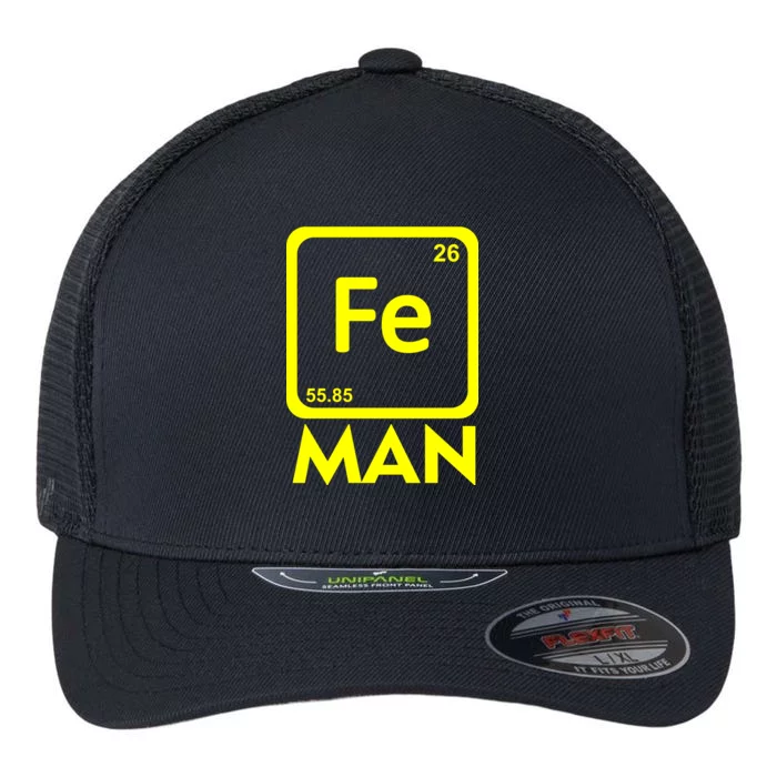 Iron Science Funny Chemistry Fe Periodic Table Flexfit Unipanel Trucker Cap