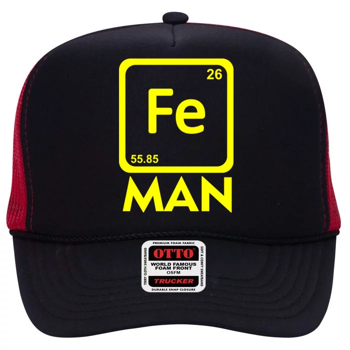 Iron Science Funny Chemistry Fe Periodic Table High Crown Mesh Trucker Hat