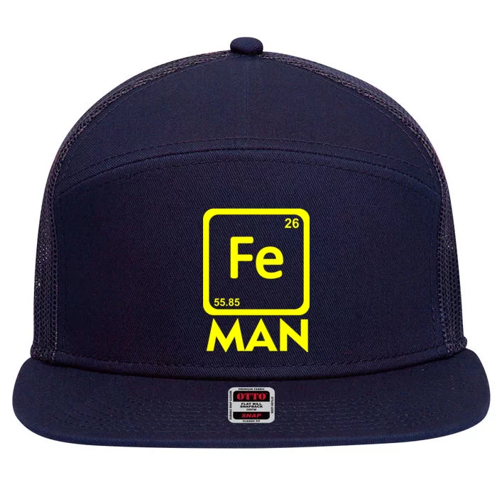 Iron Science Funny Chemistry Fe Periodic Table 7 Panel Mesh Trucker Snapback Hat