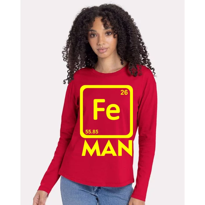 Iron Science Funny Chemistry Fe Periodic Table Womens Cotton Relaxed Long Sleeve T-Shirt