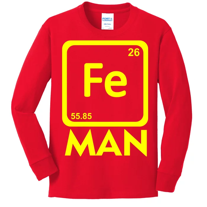 Iron Science Funny Chemistry Fe Periodic Table Kids Long Sleeve Shirt