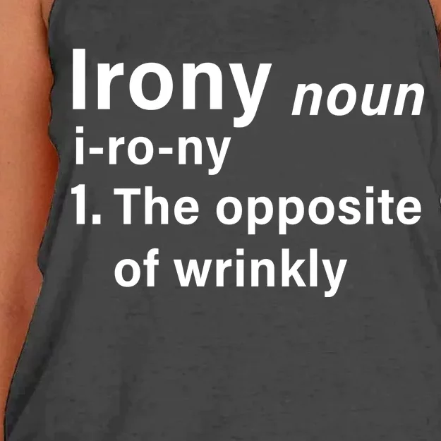 Irony Definition The Opposite Of Wrinkly Women's Knotted Racerback Tank