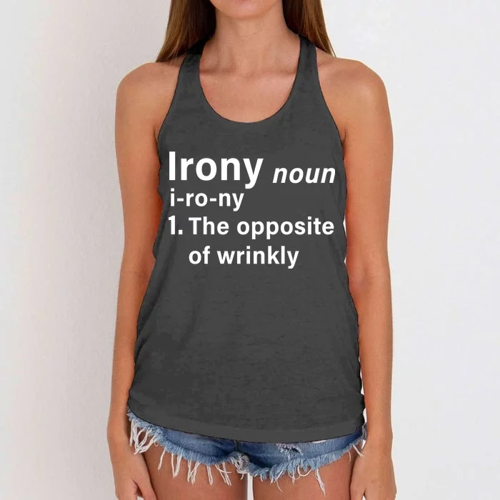 Irony Definition The Opposite Of Wrinkly Women's Knotted Racerback Tank