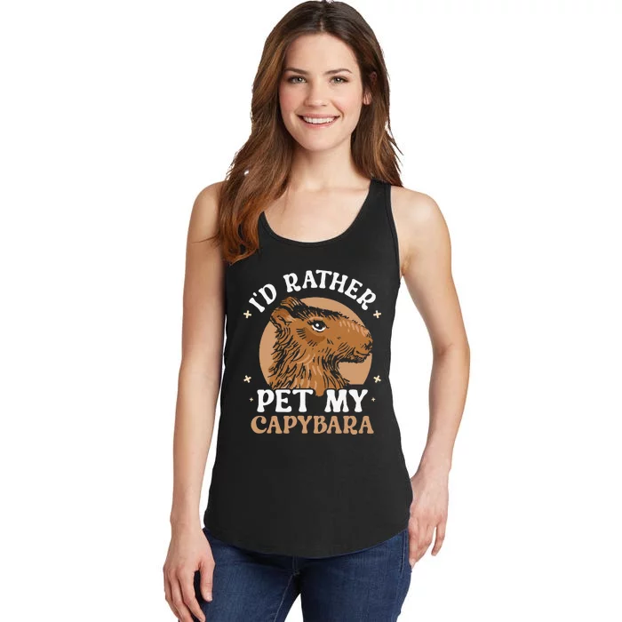 I'd Rather Pet My Capybara Animal Capybaras Rodent Lover Ladies Essential Tank