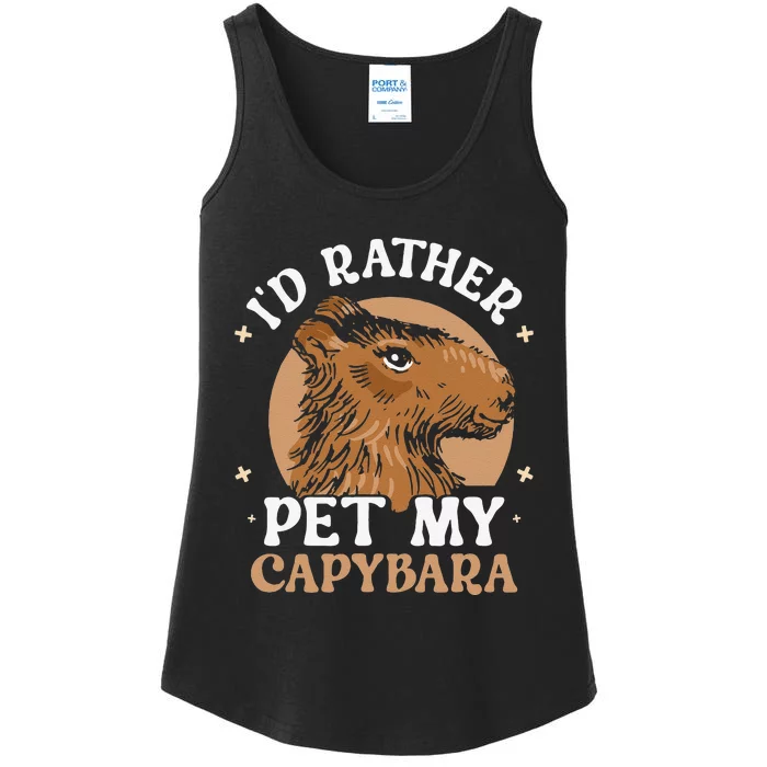 I'd Rather Pet My Capybara Animal Capybaras Rodent Lover Ladies Essential Tank