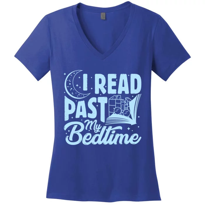 I Read Past My Bedtime Reading Book Lover Funny Bookworm Cute Gift Women's V-Neck T-Shirt