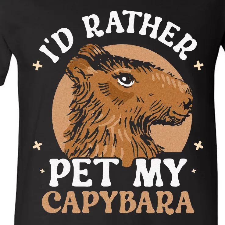 I'd Rather Pet My Capybara Animal Capybaras Rodent Lover V-Neck T-Shirt