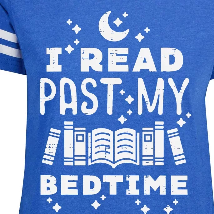 I Read Past My Bedtime Funny Book Lover Bookworm Librarian Enza Ladies Jersey Football T-Shirt