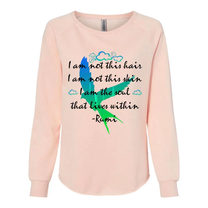 Inspiring Rumi Quote With Flying Bird Womens California Wash Sweatshirt