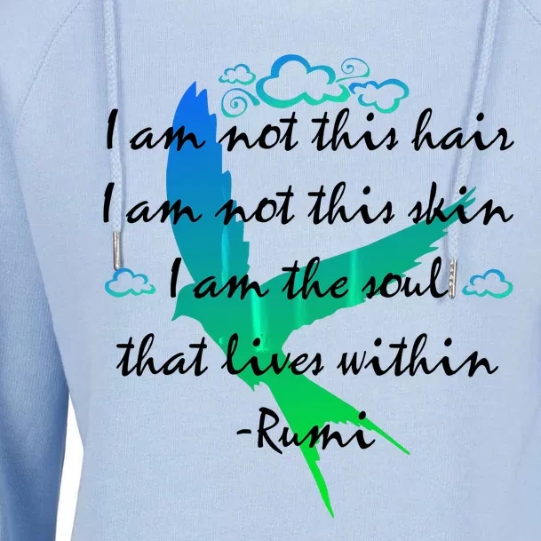 Inspiring Rumi Quote With Flying Bird Womens Funnel Neck Pullover Hood