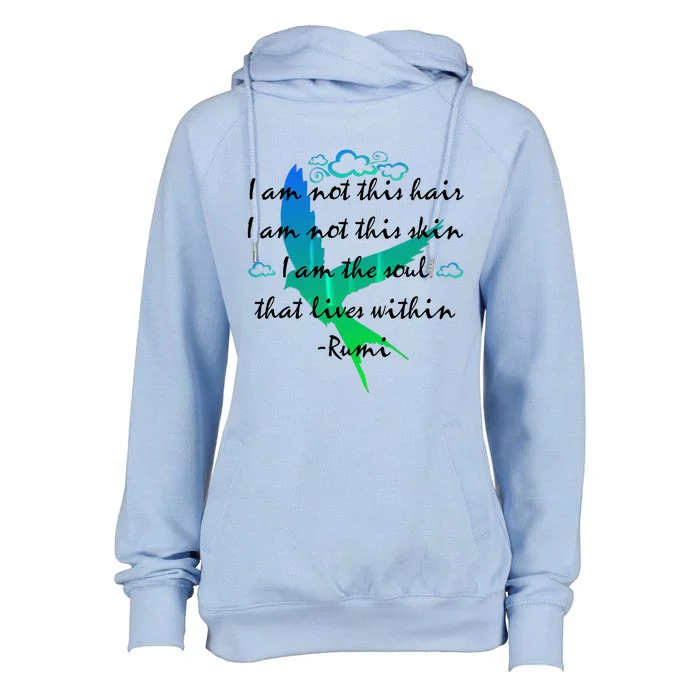 Inspiring Rumi Quote With Flying Bird Womens Funnel Neck Pullover Hood