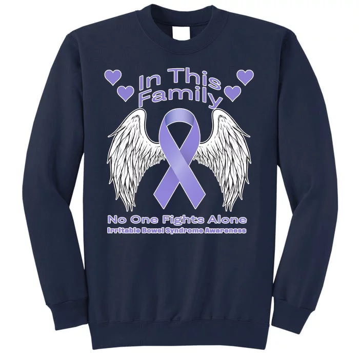 Irritable Bowel Syndrome Awareness Angle Wings No Fights Alone Tall Sweatshirt