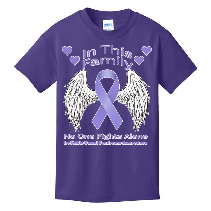 Irritable Bowel Syndrome Awareness Angle Wings No Fights Alone Kids T-Shirt