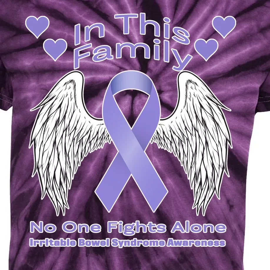 Irritable Bowel Syndrome Awareness Angle Wings No Fights Alone Kids Tie-Dye T-Shirt