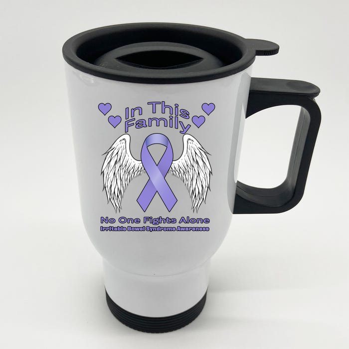 Irritable Bowel Syndrome Awareness Angle Wings No Fights Alone Front & Back Stainless Steel Travel Mug