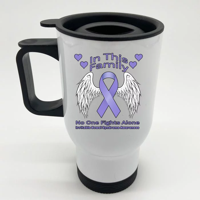 Irritable Bowel Syndrome Awareness Angle Wings No Fights Alone Front & Back Stainless Steel Travel Mug