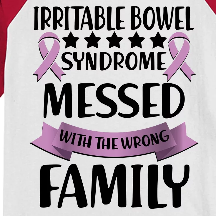 Irritable Bowel Syndrome Messed With The Wrong Family Kids Colorblock Raglan Jersey