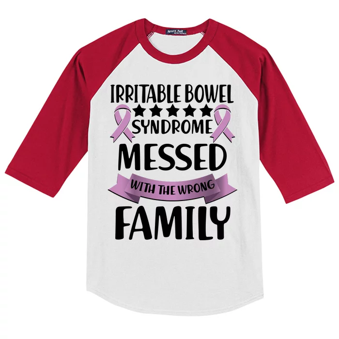 Irritable Bowel Syndrome Messed With The Wrong Family Kids Colorblock Raglan Jersey