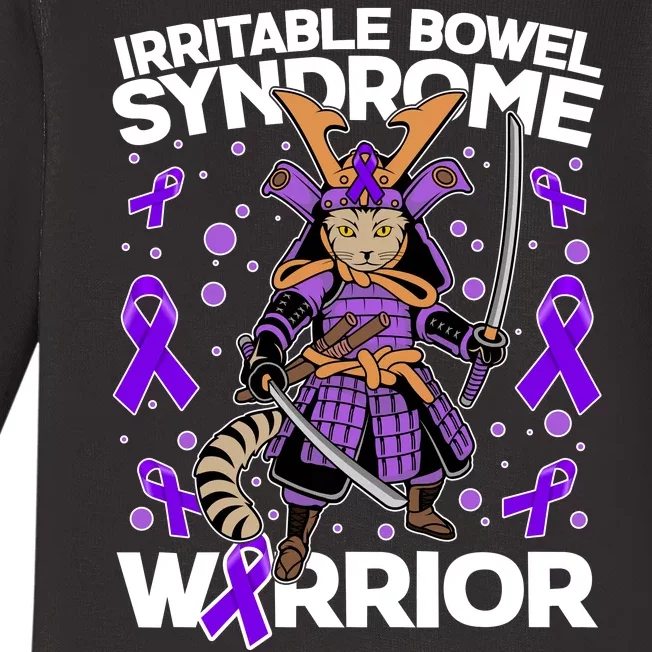 Irritable Bowel Syndrome Warrior Samurai Cat Baby Long Sleeve Bodysuit