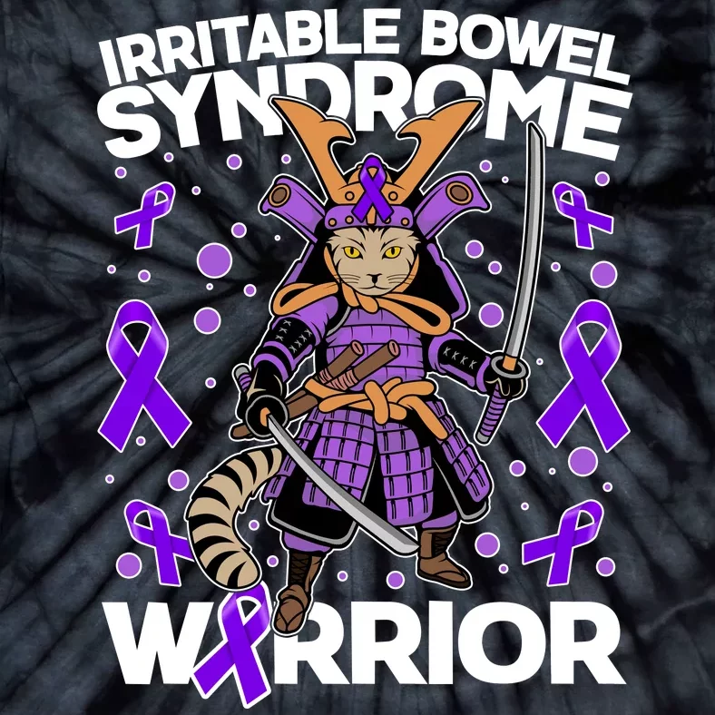 Irritable Bowel Syndrome Warrior Samurai Cat Tie-Dye T-Shirt