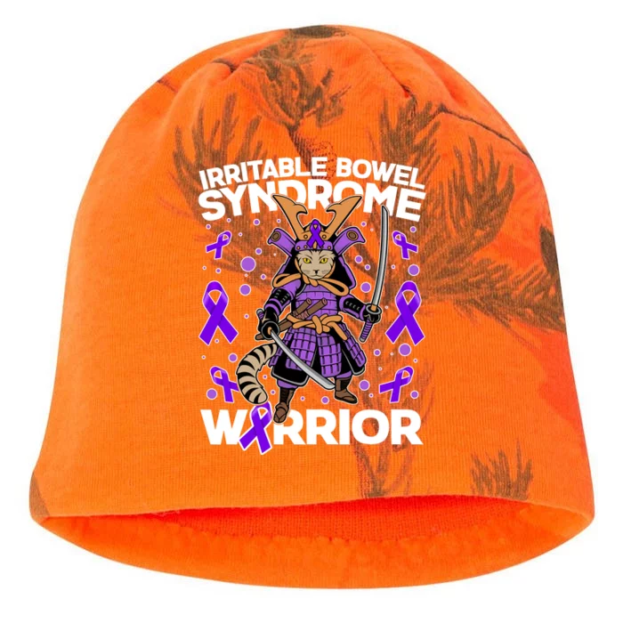 Irritable Bowel Syndrome Warrior Samurai Cat Kati - Camo Knit Beanie