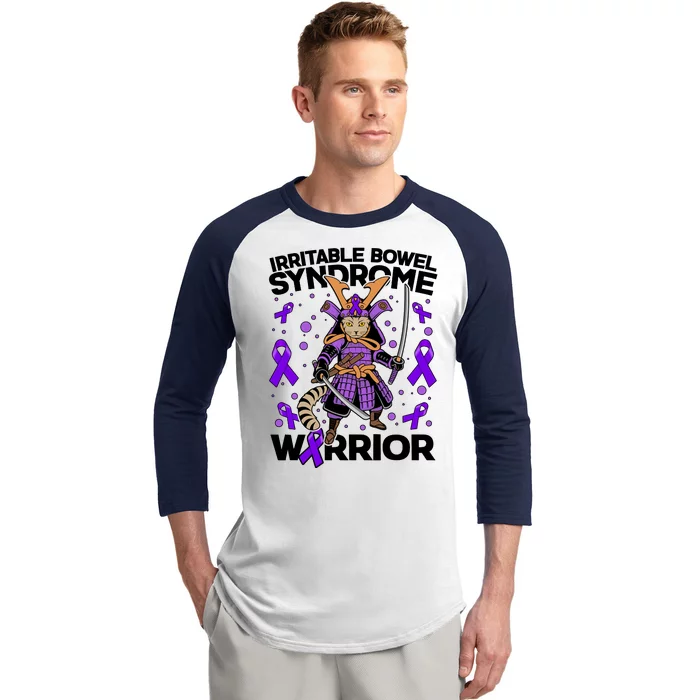 Irritable Bowel Syndrome Warrior Samurai Cat Baseball Sleeve Shirt